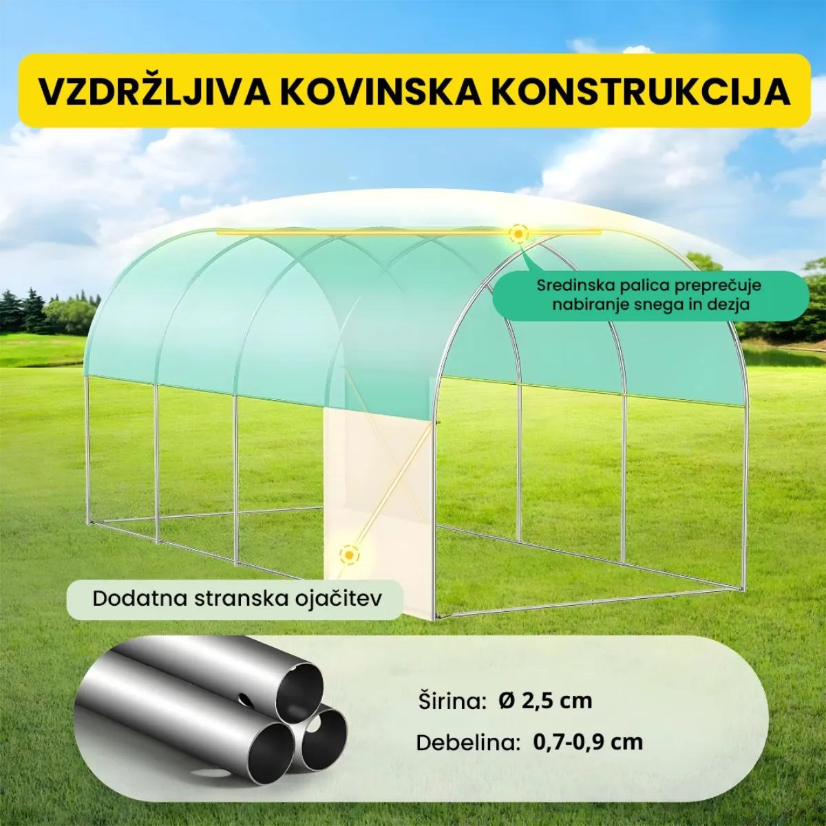 Folijski rastlinjak 2.5×4×2 m