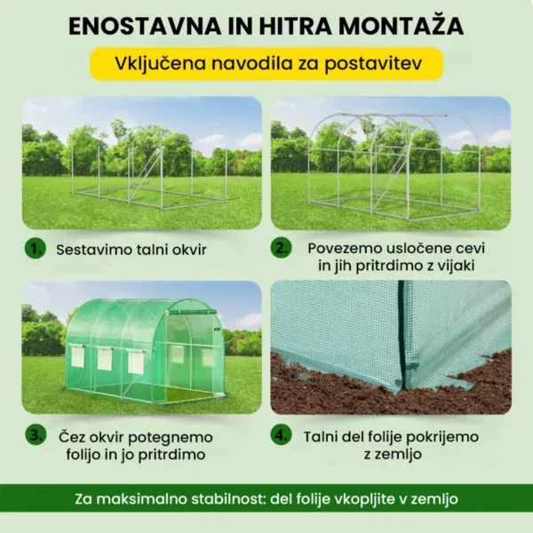 Folijski rastlinjak 2×3.5×2 m