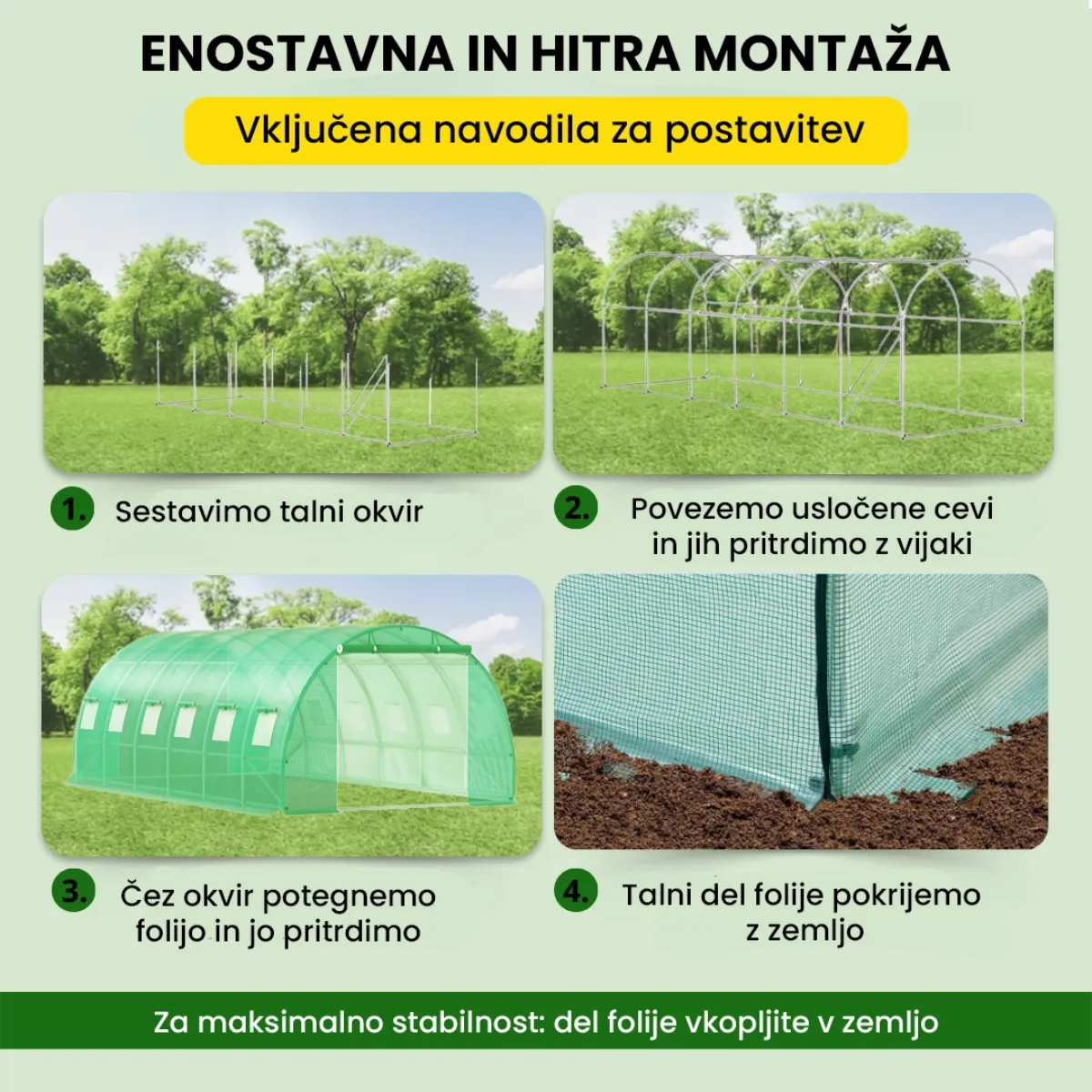Folijski rastlinjak 3×6×2 m