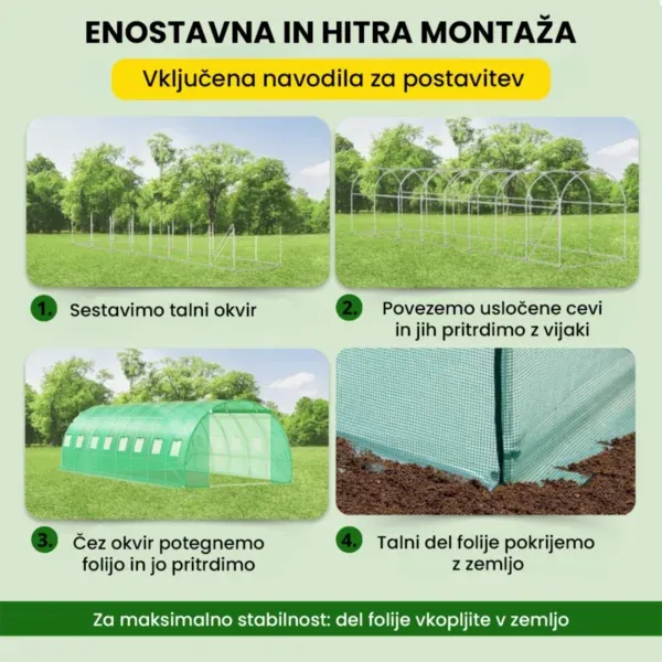 Folijski rastlinjak 3×8×2 m
