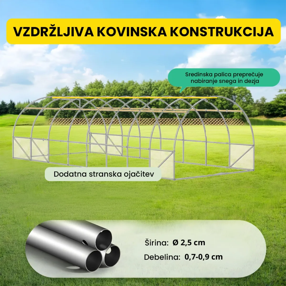 Folijski rastlinjak 3×8×2 m