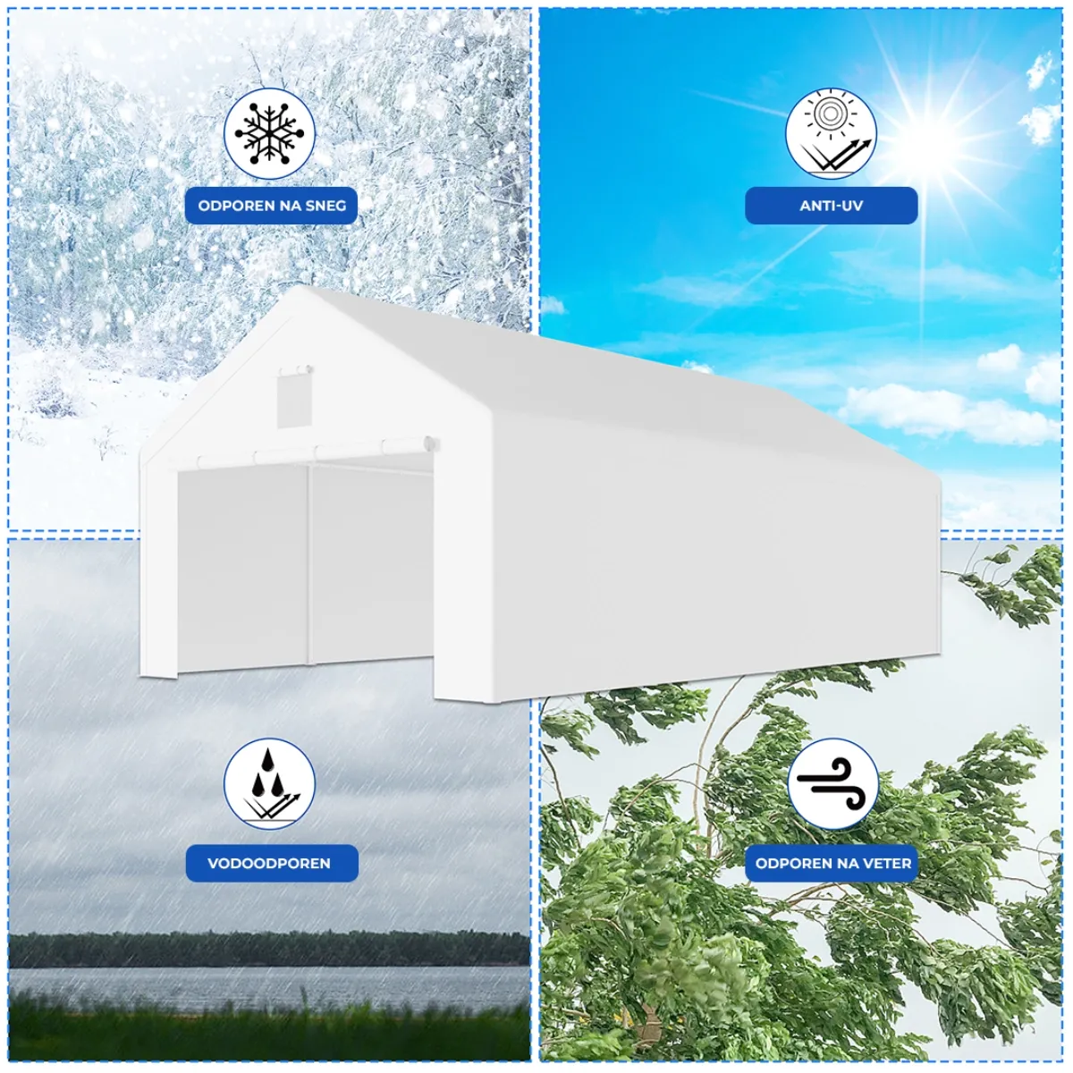 Garažni šotor – Premium konstrukcija 38 mm + 280 g/m² ponjava