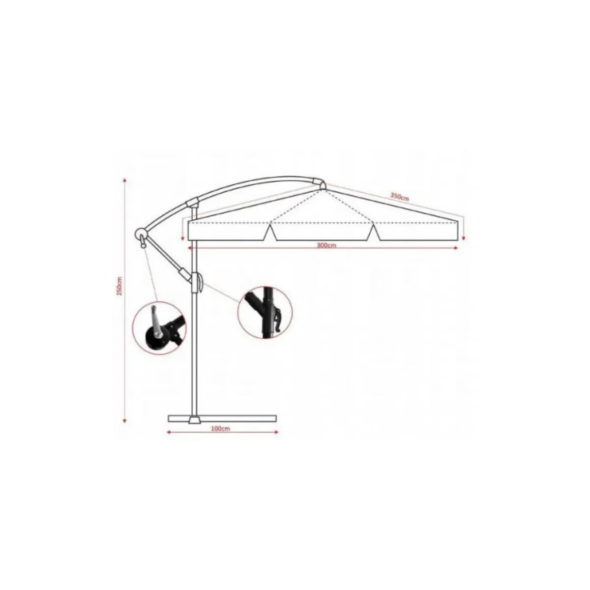 Vrtni senčnik 3 m – (siva / bež)