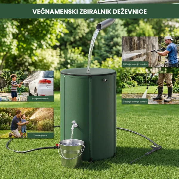 Zbiralnik deževnice 250 L | s pipo in prelivnim ventilom
