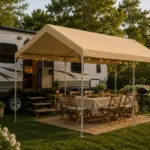 paviljon-3x4.11 Vrtni paviljon – nadstrešek 3 x 4 m z odstranljivimi stranicami (bež)