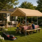 paviljon-3x4.5 Vrtni paviljon – nadstrešek 3 x 4 m z odstranljivimi stranicami (bež)