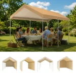 paviljon-3x4.7 Vrtni paviljon – nadstrešek 3 x 4 m z odstranljivimi stranicami (bež)