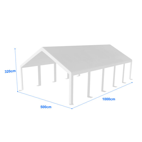 B01442 Roof_2 Nadomestna strešna ponjava za Premium garažni šotor 5X10M | 280 g/m² PE
